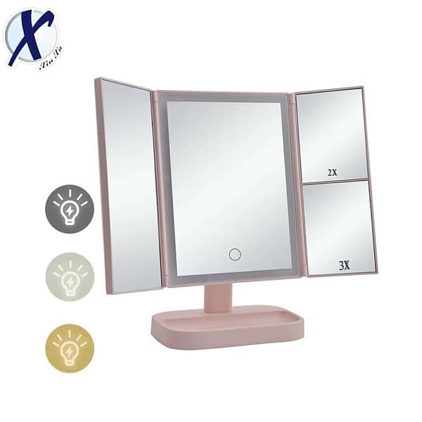 Trifold LED Touch Screen Vanity Mirror